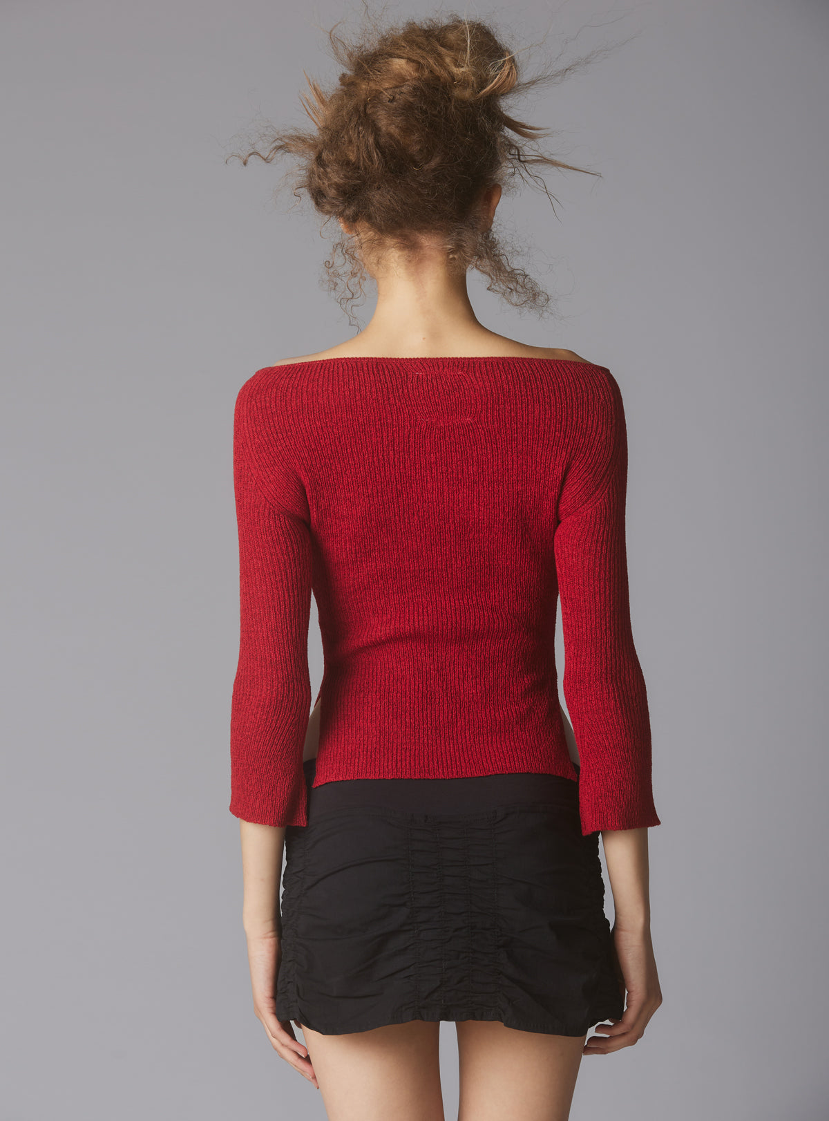 Off The Shoulder Quarter Sleeve Top In Red - UNIF Discount