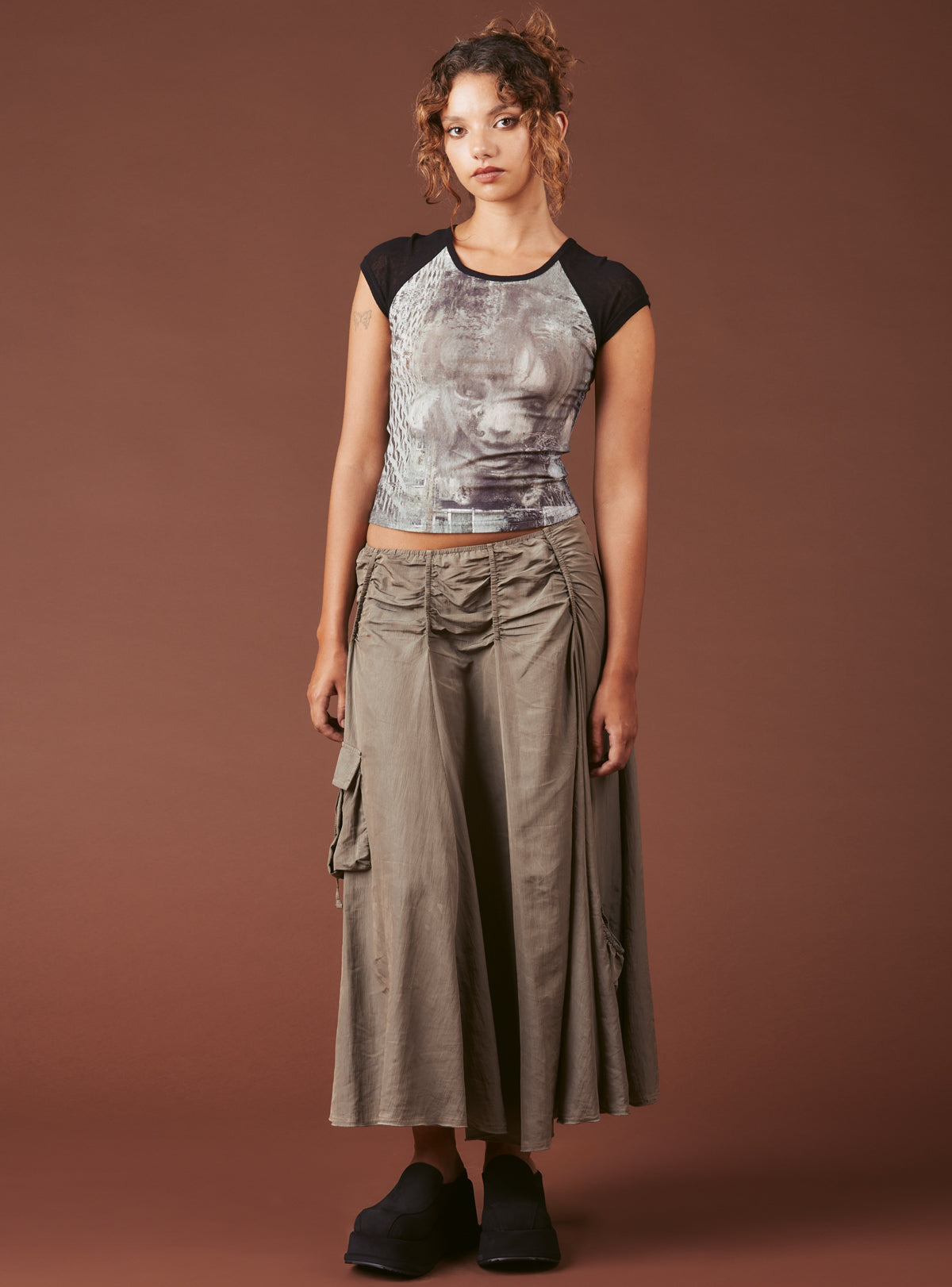 Graphic T-Shirt With Cap Sleeves - UNIF Sale