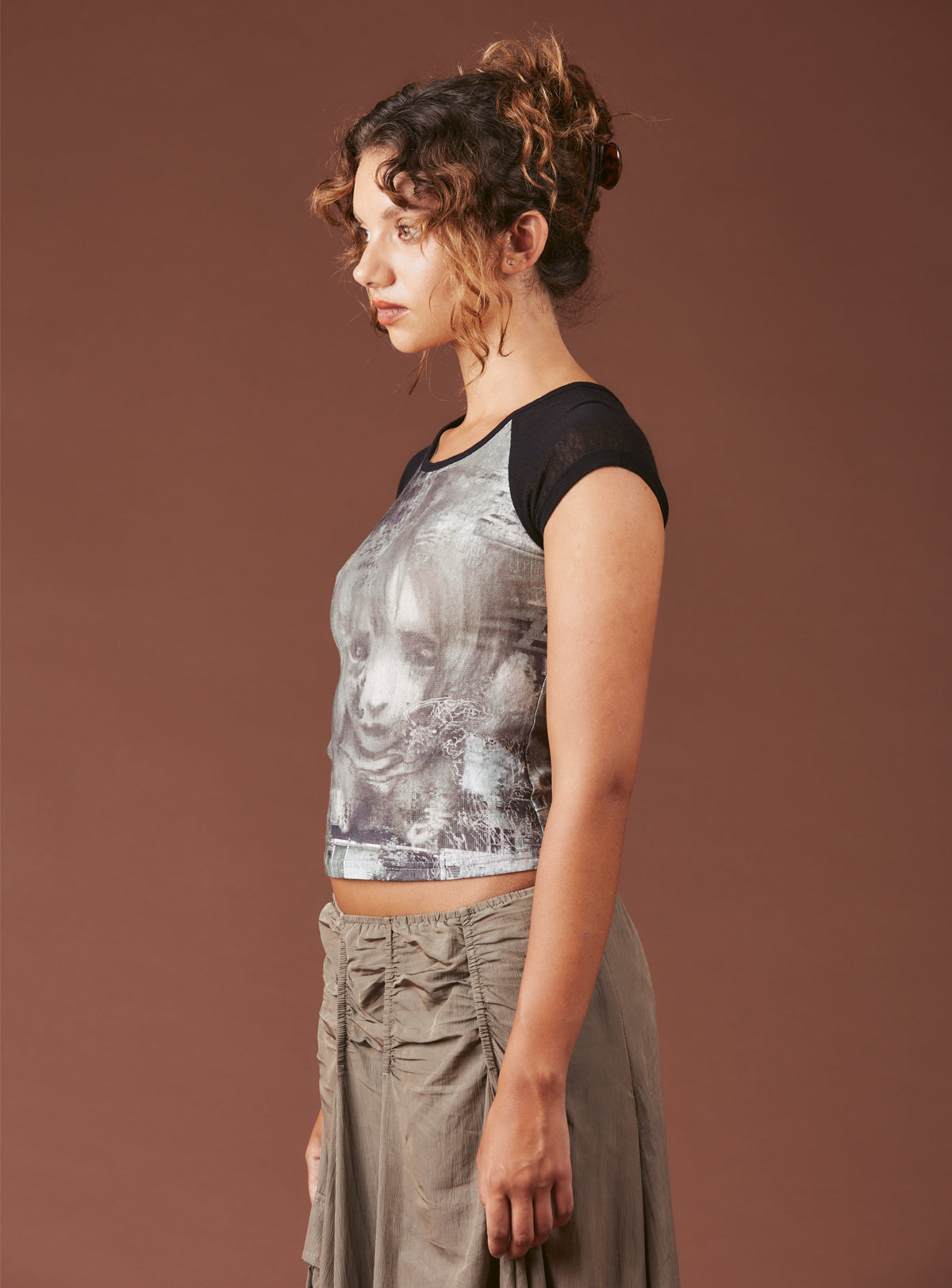 Graphic T-Shirt With Cap Sleeves - UNIF Sale