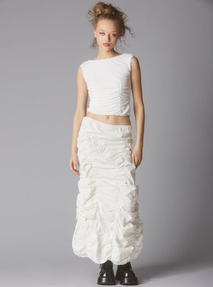 Sleeveless Top With Wide Neck & Ruffled Trim in - UNIF Special Offer