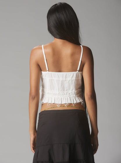 White Crop Top With Raw Hem - UNIF Exclusive