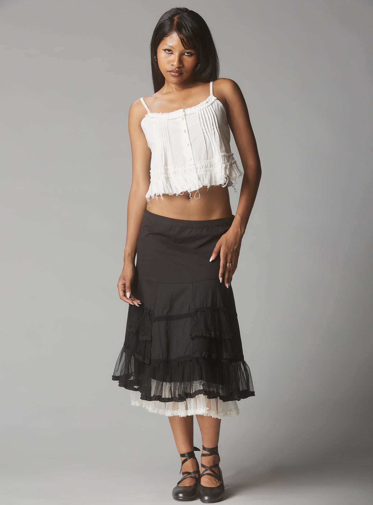 White Crop Top With Raw Hem - UNIF Exclusive
