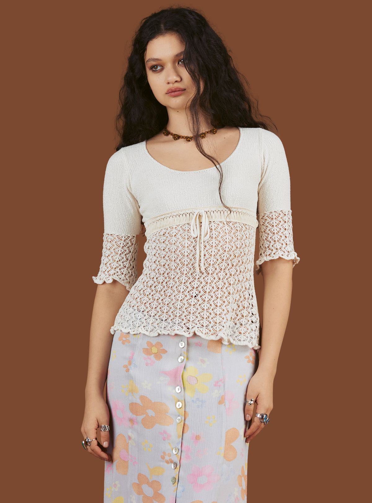 Crochet Knit Top In Off - UNIF Hot Sale