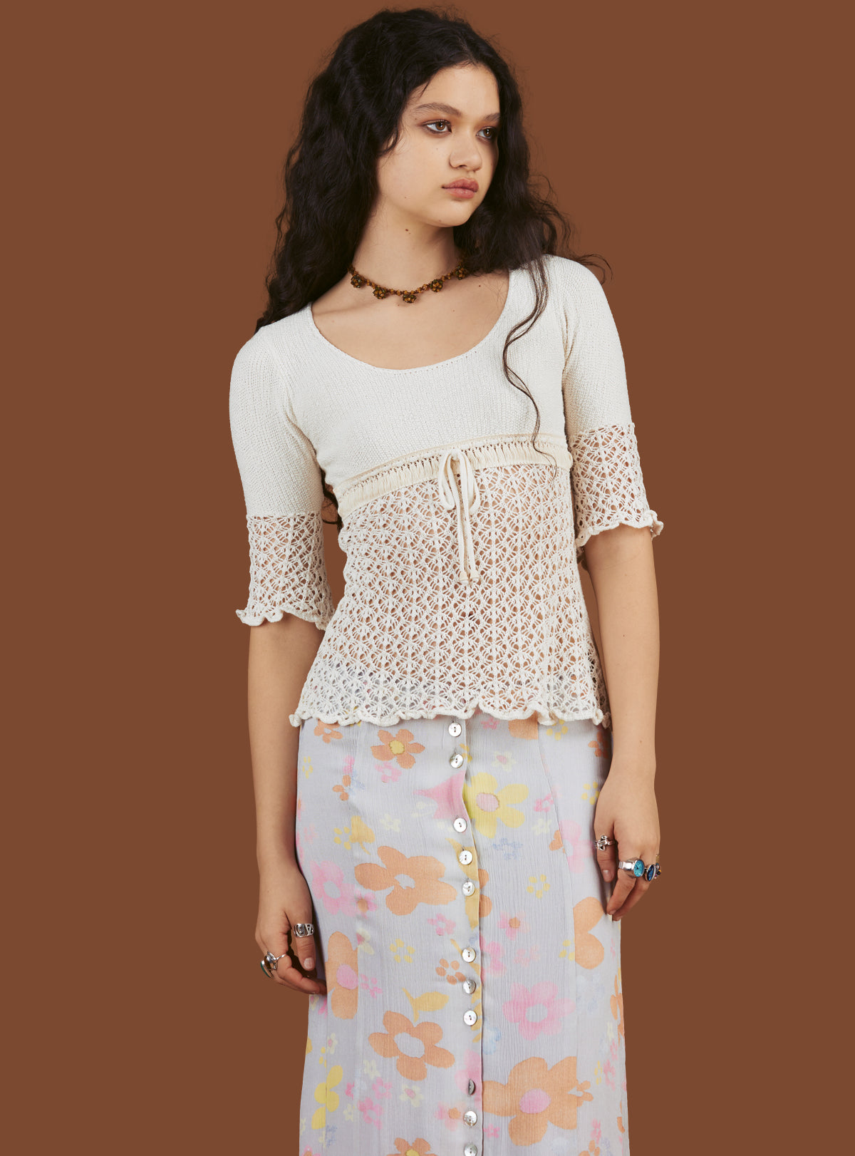 Crochet Knit Top In Off - UNIF Hot Sale