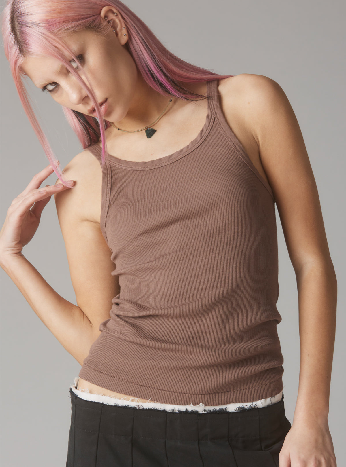 Staple Rib Tank Mauve - UNIF Top Pick