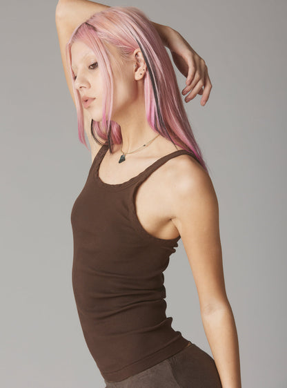 Staple Rib Tank Dark Brown - UNIF Premium