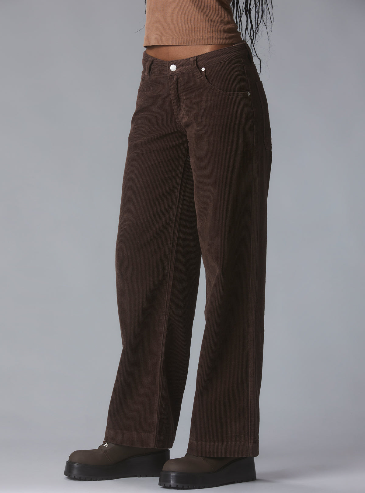 Wide Leg Corduroy Pants In Brown - UNIF Value