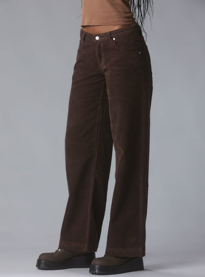Wide Leg Corduroy Pants In Brown - UNIF Value