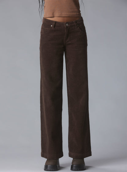 Wide Leg Corduroy Pants In Brown - UNIF Value
