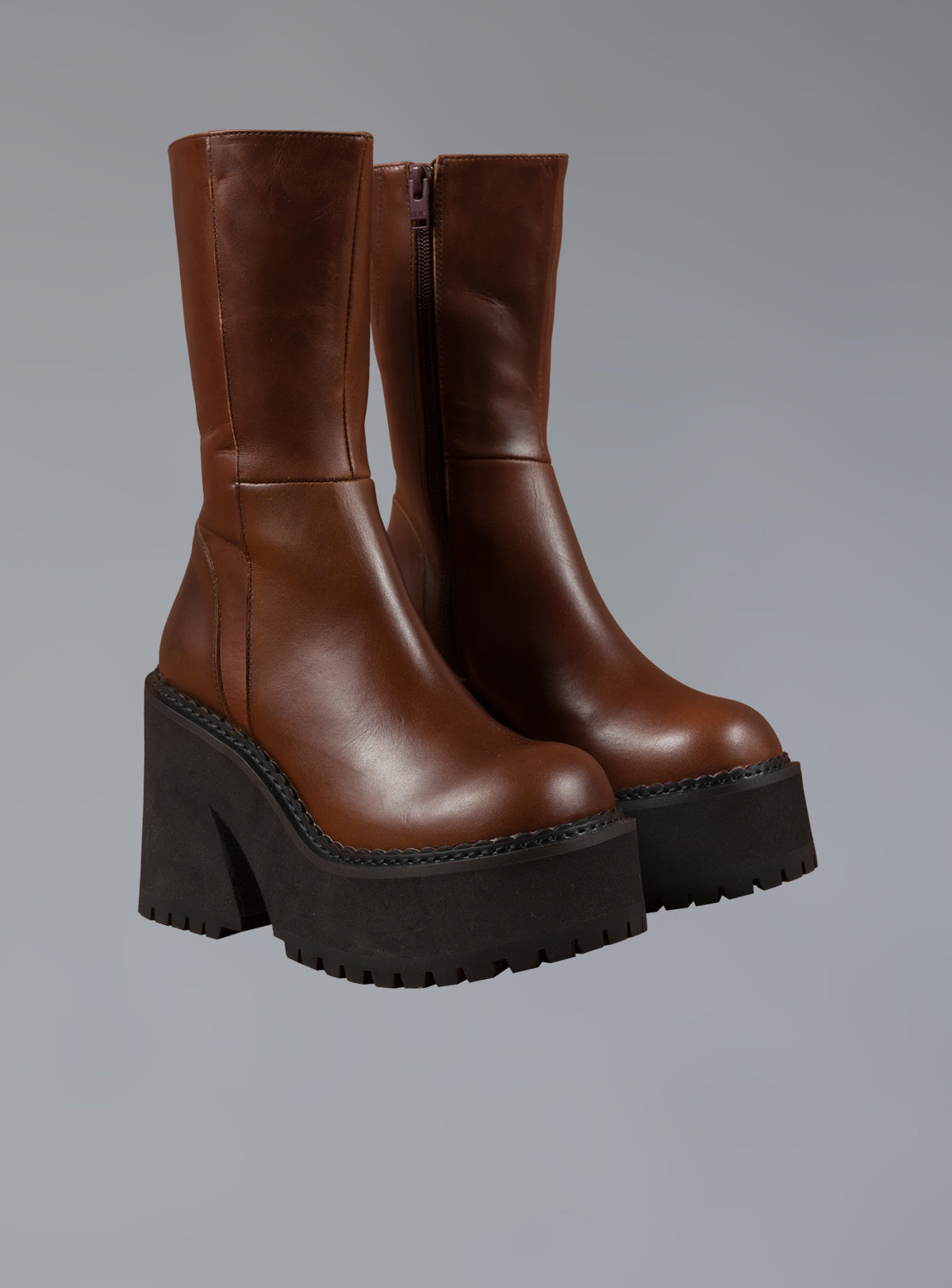 Brown Leather Platform Boot - UNIF Deals