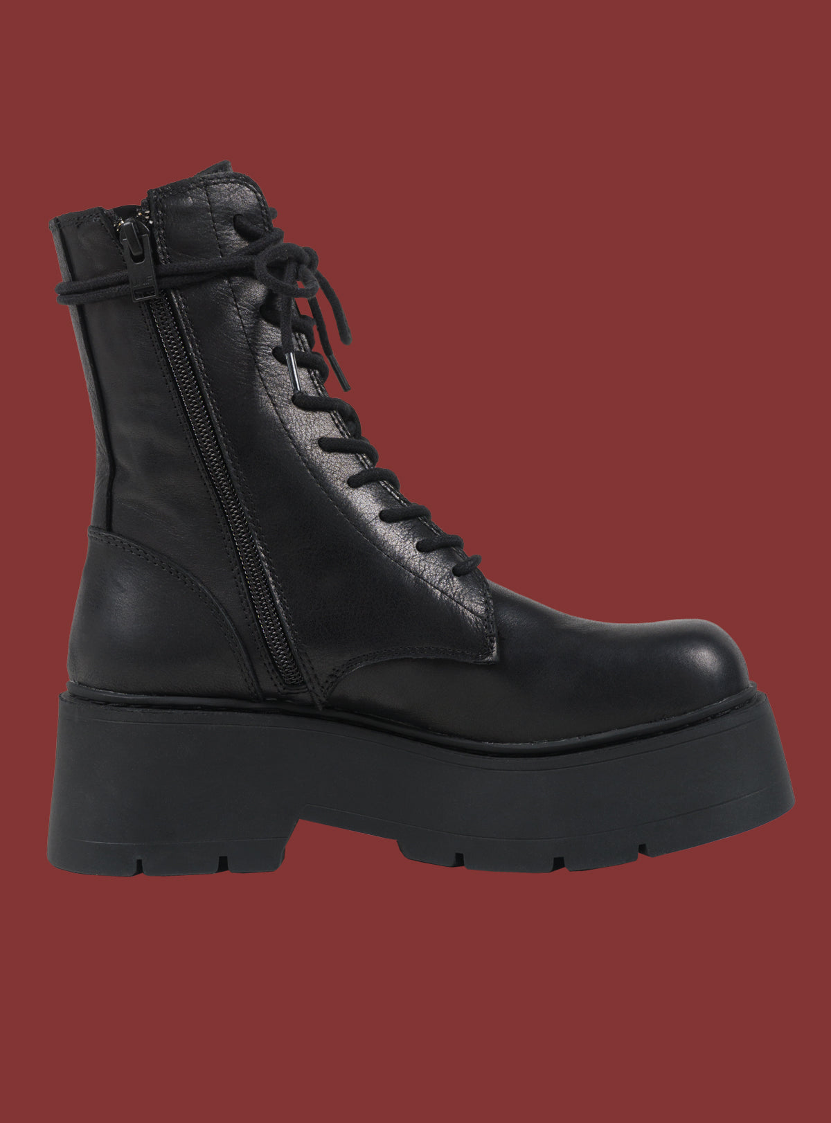 Black Platform Lace-Up Combat Boot - UNIF Quality