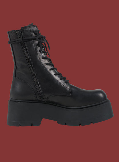Black Platform Lace-Up Combat Boot - UNIF Quality