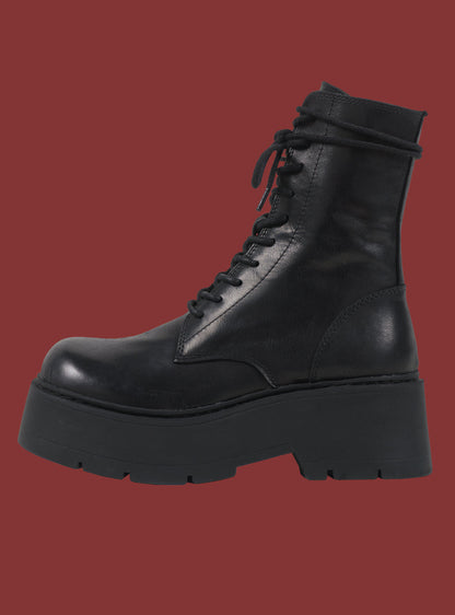 Black Platform Lace-Up Combat Boot - UNIF Quality