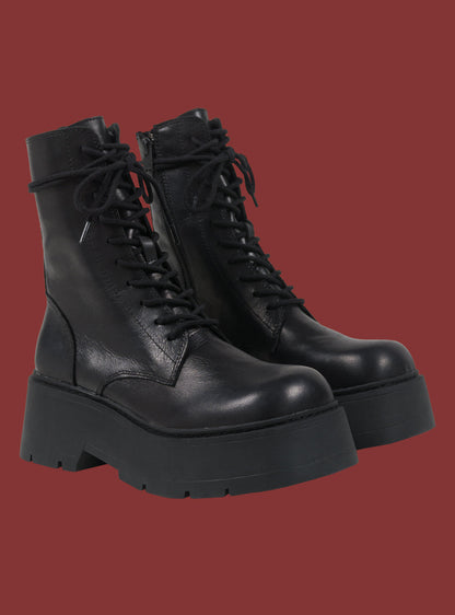Black Platform Lace-Up Combat Boot - UNIF Quality