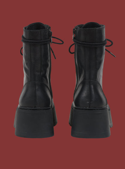 Black Platform Lace-Up Combat Boot - UNIF Quality