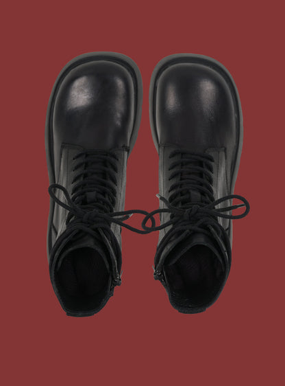 Black Platform Lace-Up Combat Boot - UNIF Quality