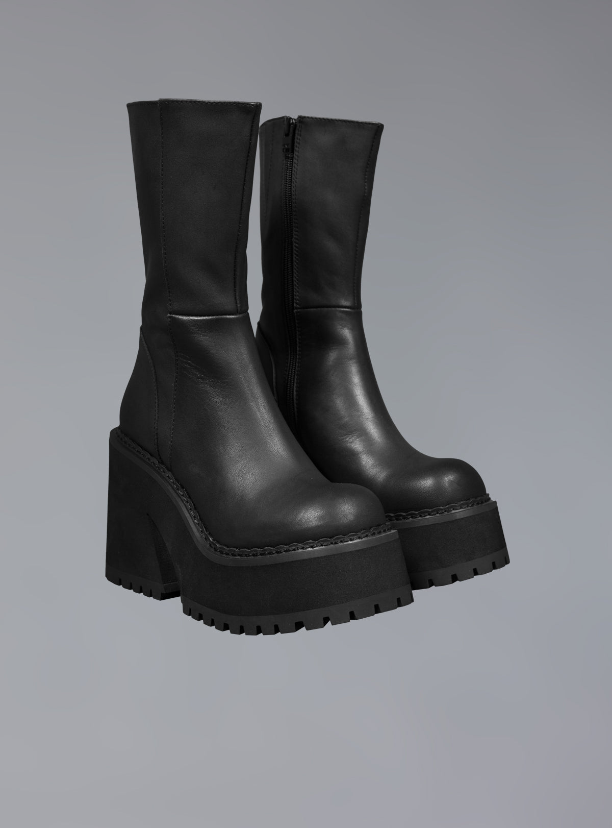 Black Leather Platform Boot - UNIF Classic