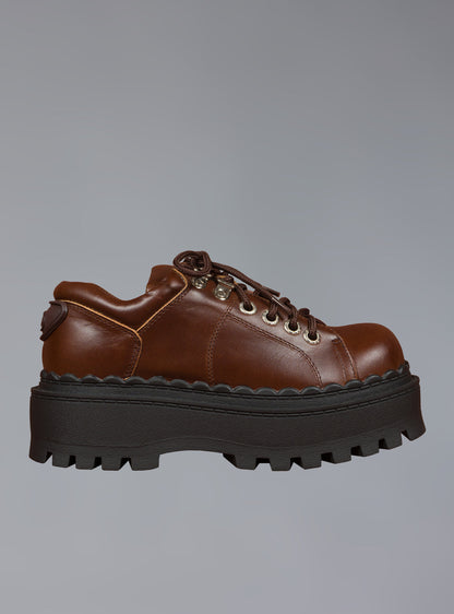 Low Top Leather Chunky Platform Boot in Brown - UNIF Deals