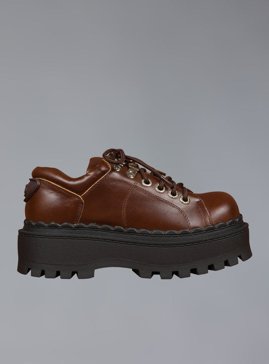 Low Top Leather Chunky Platform Boot in Brown - UNIF Deals
