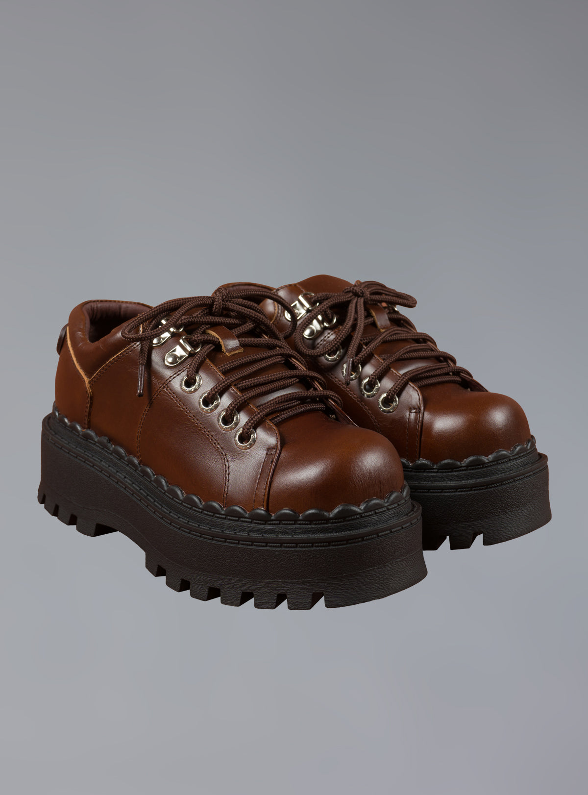 Low Top Leather Chunky Platform Boot in Brown - UNIF Deals