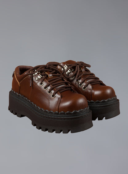 Low Top Leather Chunky Platform Boot in Brown - UNIF Deals