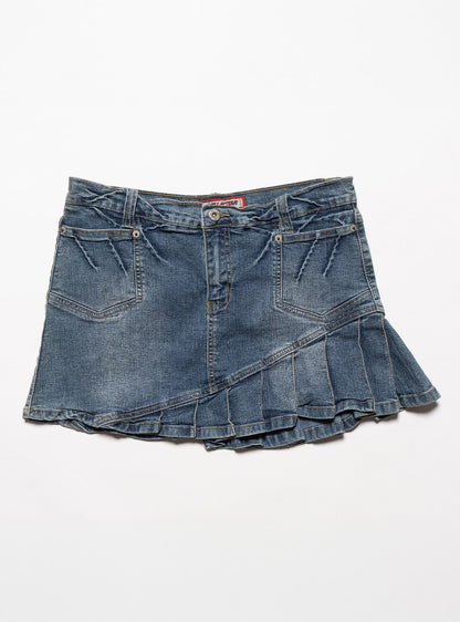Vintage Vanilla Star Denim Pleated Mini Skirt - UNIF Recommended