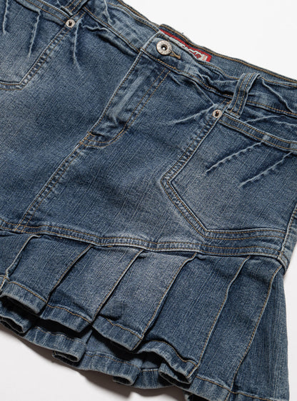 Vintage Vanilla Star Denim Pleated Mini Skirt - UNIF Recommended