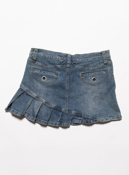 Vintage Vanilla Star Denim Pleated Mini Skirt - UNIF Recommended