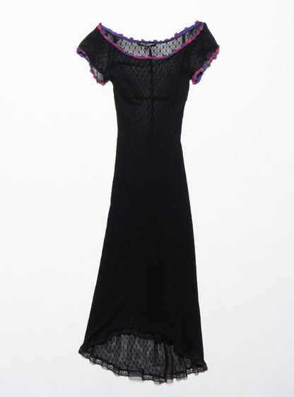 Vintage Betsy Johnson Lace Dress With Purple Trim - UNIF Quality