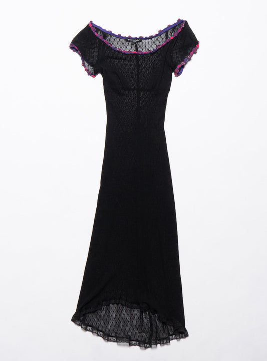 Vintage Betsy Johnson Lace Dress With Purple Trim - UNIF Quality