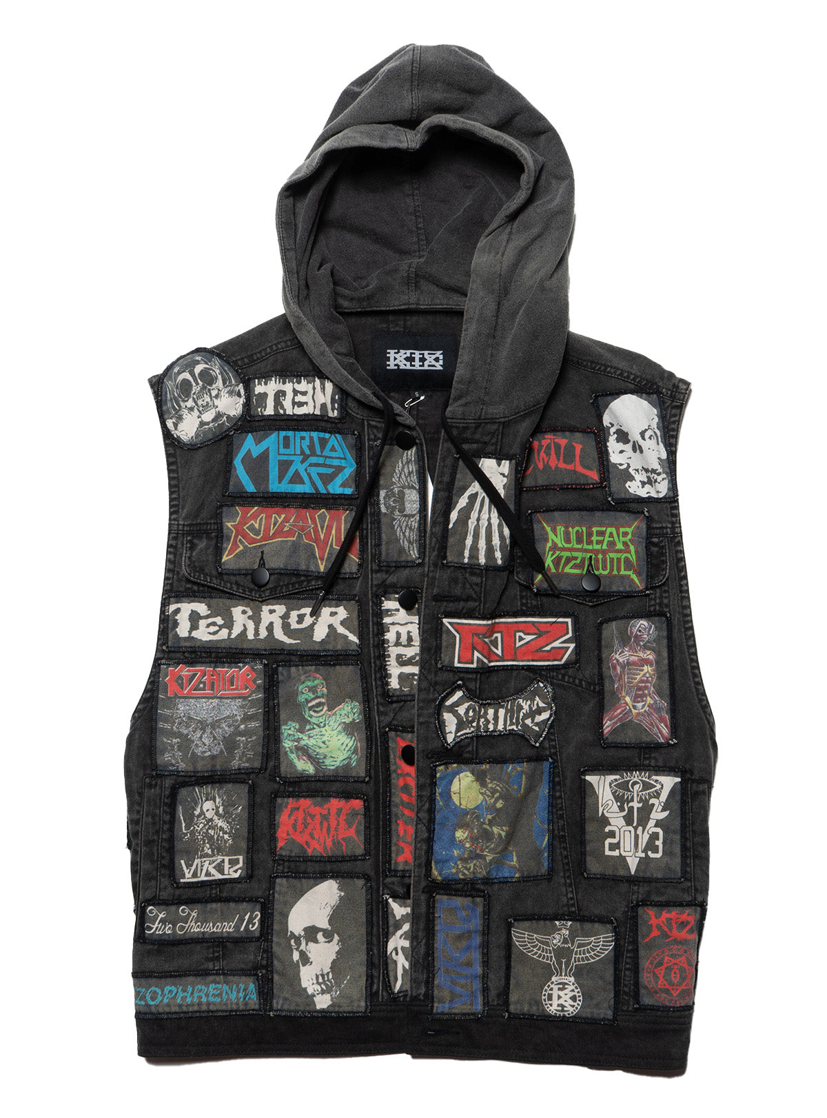 Vintage KTZ Crust Denim Vest With Hood - UNIF Signature