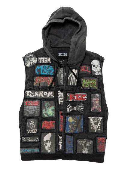 Vintage KTZ Crust Denim Vest With Hood - UNIF Signature