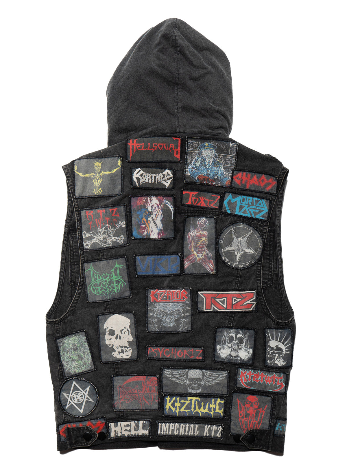Vintage KTZ Crust Denim Vest With Hood - UNIF Signature