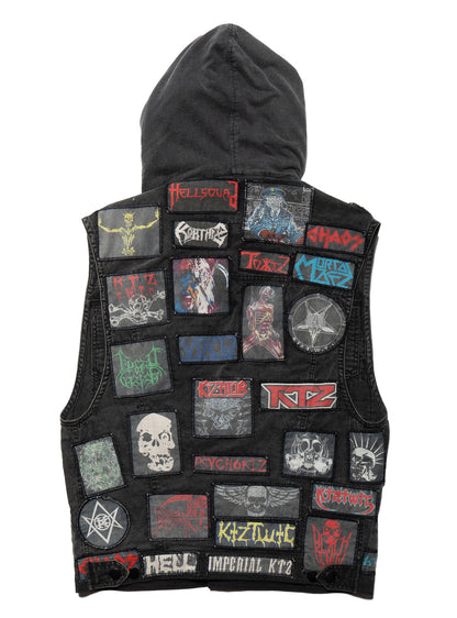 Vintage KTZ Crust Denim Vest With Hood - UNIF Signature