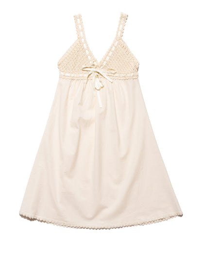 Vintage Cotton Bodice Crochet Ribbon Midi Dress - UNIF Quality