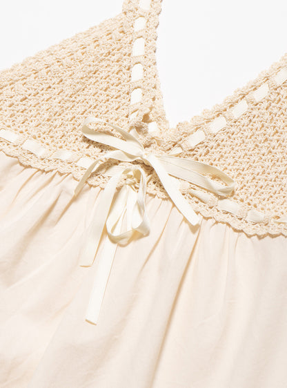 Vintage Cotton Bodice Crochet Ribbon Midi Dress - UNIF Quality