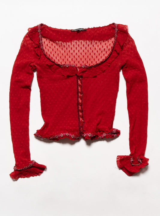 Vintage Betsy Johnson Red Mesh Scoop Neck Top - UNIF Trusted