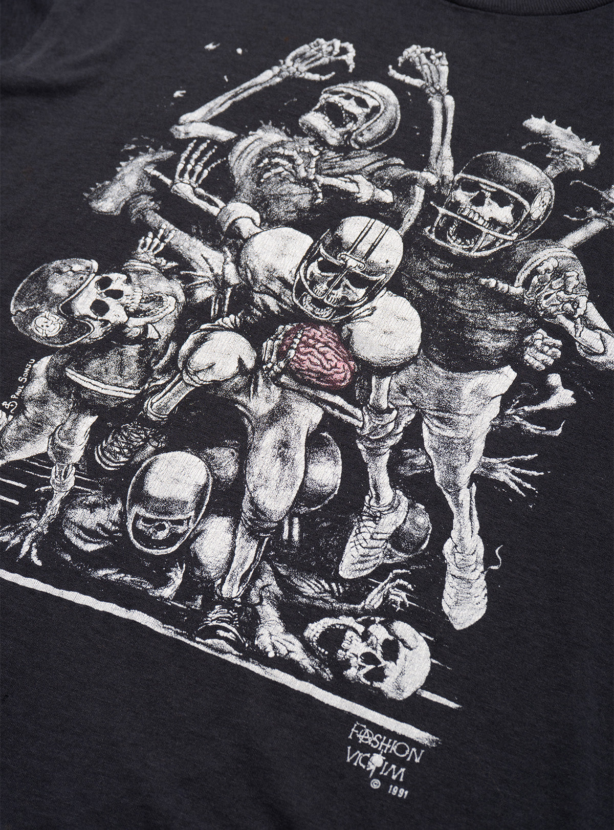 Vintage Fashion Victim Skeleton Football Tee - UNIF Deals